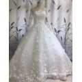 2017 Cheap Long Sleeve Cheap Hot Sale White Appliqued Ball Gown Wedding Dress